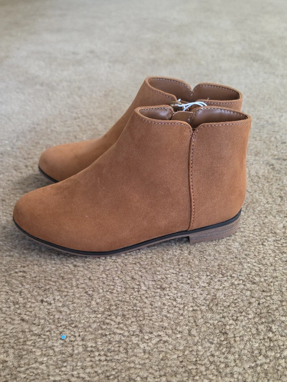 Girls Tan Ankle Opal Zipper Boots - Cat & Jack Cognac Size 1